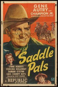 4c765 SADDLE PALS 1sh '47 Gene Autry, Lynne Roberts, Sterling Holloway!
