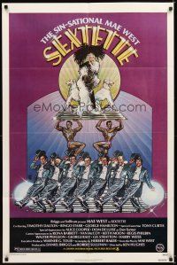 4c789 SEXTETTE 1sh '79 art of ageless Mae West w/dancers & dogs by Drew Struzan!