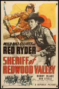 4c798 SHERIFF OF REDWOOD VALLEY 1sh '46 Wild Bill Elliott as Red Ryder, Bobby Blake!