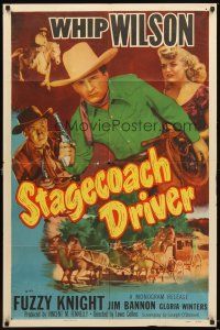 4c831 STAGECOACH DRIVER 1sh '51 Whip Wilson with gun, Fuzzy Knight, Gloria Winters