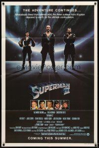 4c852 SUPERMAN II teaser 1sh '81 Christopher Reeve, Terence Stamp, cool image of bad guys!