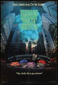 4c882 TEENAGE MUTANT NINJA TURTLES teaser 1sh '90 live action, cool image of turtles in NYC sewer!