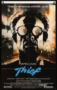 4c897 THIEF 1sh '81 Michael Mann, really cool image of James Caan w/goggles!