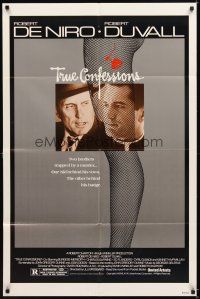 4c937 TRUE CONFESSIONS 1sh '81 priest Robert De Niro, detective Robert Duvall & sexy leg!