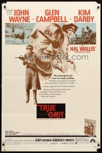 4c938 TRUE GRIT 1sh '69 John Wayne as Rooster Cogburn, Kim Darby, Glen Campbell