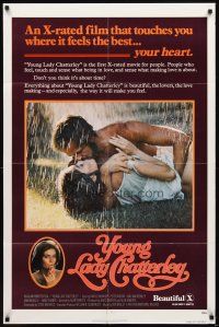 4c995 YOUNG LADY CHATTERLEY 1sh '77 Harlee McBride, Peter Ratray, sexy lovemaking in rain image!