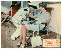 4d297 CARRY ON CRUISING English LC '62 Captain Sidney James romances pretty woman sitting on deck!