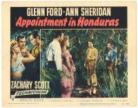 4d229 APPOINTMENT IN HONDURAS LC #4 '53 sexy Ann Sheridan & Glenn Ford in jungle, Jacques Tourneur