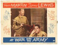 4d233 AT WAR WITH THE ARMY LC #5 '51 wacky Jerry Lewis uses feather duster on Dean Martin!
