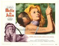 4d249 BELLE DE JOUR LC #3 '68 Luis Bunuel, close up of man nuzzling bound sexy Catherine Deneuve!