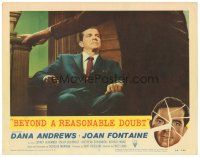 4d253 BEYOND A REASONABLE DOUBT LC #5 '56 Fritz Lang noir, c/u of Dana Andrews in courtroom!