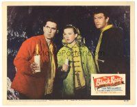 4d260 BLACK ROSE LC #2 '50 close up of Cecile Aubry between Tyrone Power & Jack Hawkins in cave!
