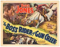 4d017 BOSS RIDER OF GUN CREEK TC '36 cool artwork of cowboy Buck Jones on horse saving the day!