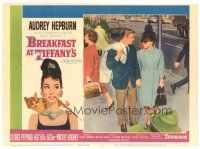 4d275 BREAKFAST AT TIFFANY'S LC #4 '61 Audrey Hepburn & George Peppard walk hand-in-hand in NYC!