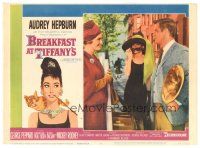 4d277 BREAKFAST AT TIFFANY'S LC #8 '61 sexy Audrey Hepburn between George Peppard & Patricia Neal!