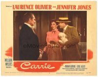 4d295 CARRIE LC #3 '52 Laurence Olivier stares at pretty Jennifer Jones, William Wyler