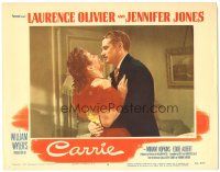 4d296 CARRIE LC #8 '52 amorous Laurence Olivier grabs pretty Jennifer Jones, William Wyler