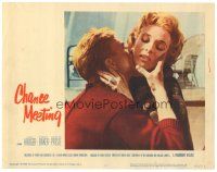 4d304 CHANCE MEETING LC #6 '59 Joseph Losey, Hardy Kruger kisses pretty Micheline Presle!