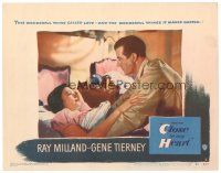 4d317 CLOSE TO MY HEART LC #6 '51 Ray Milland looks down at pretty Gene Tierney in bed!