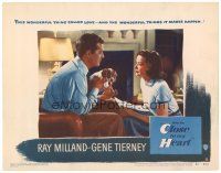 4d318 CLOSE TO MY HEART LC #8 '51 close up of Gene Tierney & Ray Milland holding cute puppy!