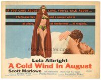 4d029 COLD WIND IN AUGUST TC '61 Scott Marlowe, sexy half-dressed masked Lola Albright!