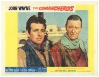 4d320 COMANCHEROS LC #2 '61 c/u of John Wayne & Stuart Whitman, directed by Michael Curtiz!