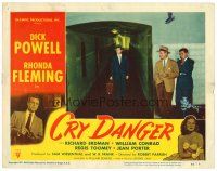 4d335 CRY DANGER LC #6 '51 Regis Toomey & Erdman wait for Dick Powell walking down long corridor!