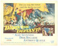 4d037 DAMN THE DEFIANT TC '62 art of Alec Guinness & Dirk Bogarde facing a bloody mutiny!