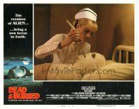 4d349 DEAD & BURIED LC #1 '81 wild c/u of nurse about to stick giant needle in bandaged man's eye!