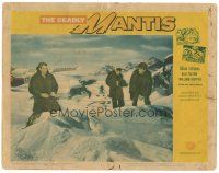 4d352 DEADLY MANTIS LC #8 '57 William Hopper, man & woman by plane in frozen mountains!