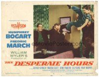 4d355 DESPERATE HOURS LC #8 '55 Humphrey Bogart attacks Fredric March from behind!