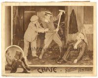 4d389 FALLEN ARCHES LC '33 Muriel Evans dressed as a guy stops Charley Chase from hitting man!