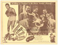 4d402 FIGHT NEVER ENDS LC '49 great c/u of The Mills Brothers singing, boxer Joe Louis in border!