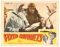 4d405 FIXED BAYONETS LC #8 '51 Samuel Fuller, close up of Richard Basehart & Gene Evans w/soldier!