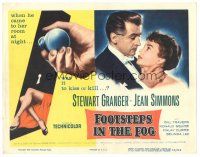 4d048 FOOTSTEPS IN THE FOG TC '55 was Stewart Granger there to kiss or kill Jean Simmons, cool art