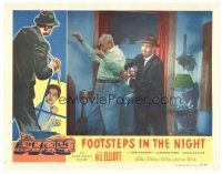 4d412 FOOTSTEPS IN THE NIGHT LC '57 detective Bill Elliott pushes old man out of his way!
