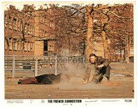 4d421 FRENCH CONNECTION LC #8 '71 c/u of Gene Hackman crouching, directed by William Friedkin!