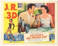 4d422 FRENCH LINE LC '54 Howard Hughes, c/u of Gilbert Roland & sexy Jane Russell having drinks!