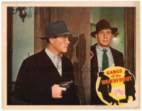 4d428 GANGS OF THE WATERFRONT LC '45 Robert Armstrong with gun waits for man behind door!