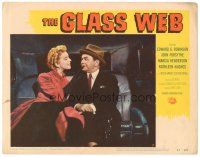4d445 GLASS WEB LC #7 '53 c/u of Edward G. Robinson & sexy Kathleen Hughes in back seat of car!