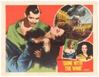 4d448 GONE WITH THE WIND LC #2 R54 art of Clark Gable carrying Vivien Leigh + burning Atlanta!