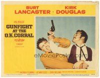 4d460 GUNFIGHT AT THE O.K. CORRAL LC #7 '57 c/u of Burt Lancaster & Kirk Douglas fighting for gun!
