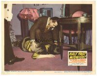 4d465 HALF PAST MIDNIGHT LC #7 '48 close up of Kent Taylor with unconscious woman on floor!