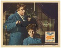4d467 HANGOVER SQUARE LC '45 close up of Laird Cregar about to strangle pretty Faye Marlowe!