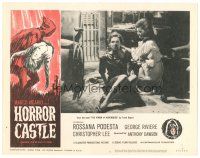 4d495 HORROR CASTLE LC #6 '64 close up of scared Rossana Podesta with bloody nose!