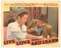 4d584 LIVE, LOVE & LEARN LC '37 c/u of Robert Benchley examining Montgomery w/magnifying glass!