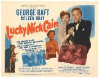 4d094 LUCKY NICK CAIN TC '51 George Raft with gun & sexy Coleen Gray, English gambling film noir!