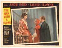 4d606 MAN WITH A CLOAK LC #4 '51 close up of Barbara Stanwyck, Joseph Cotten & Leslie Caron!
