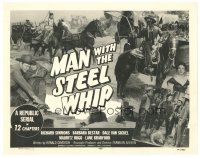 4d096 MAN WITH THE STEEL WHIP TC '54 serial, cool montage with masked hero on horse with whip!