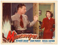 4d621 MINESWEEPER LC #5 '43 close up of Jean Parker holding Richard Arlen at gunpoint!